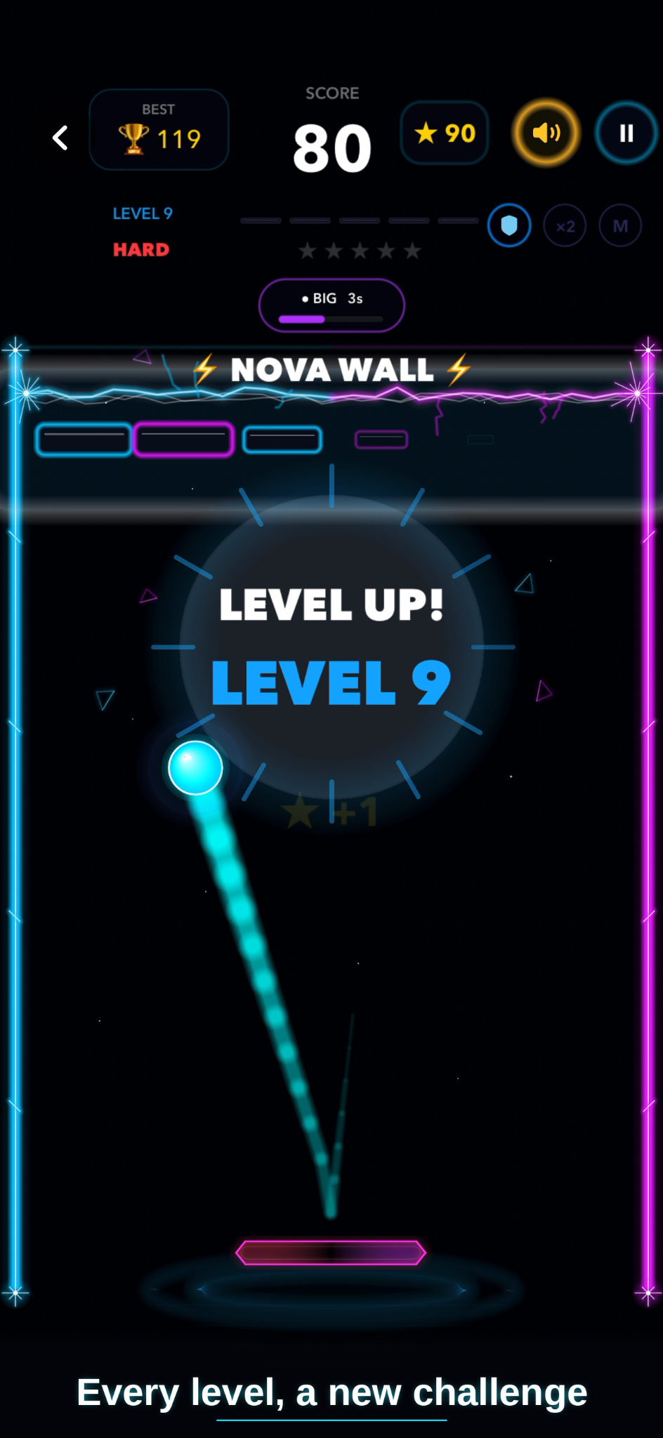 BounceNova Level 9 gameplay with Nova Wall challenge